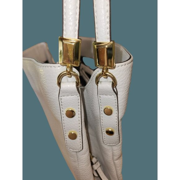 Ann Klein Faux Leather Off White Multi Compartment Shoulder Bag - Picture 3 of 14